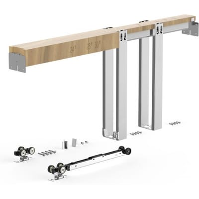 VEVOR Schuifdeurkozijnset voor deuren van 610–762 mm breed en 2032 mm hoog, schuifdeurset van gegalvaniseerd staal met tweeweg soft-closemechanisme en soepele glijding, voor woonkamer en badkamer