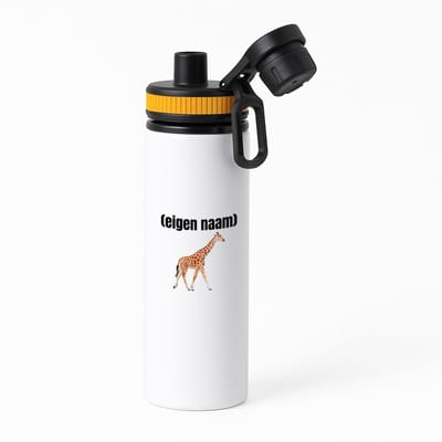 Hacebo® - giraffe met eigen naam waterfles met draaidop oranje - Giraffe - giraffe liefhebbers - dieren liefhebber - leuk cadeau voor iemand die houdt van giraffen - cadeau - kado - water fles - 850ML