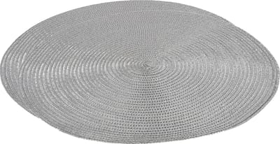 Gerimport Placemat - 2x stuks - metallic zilver - 38 cm - rond - geverfd jute - onderlegger - kerstdiner