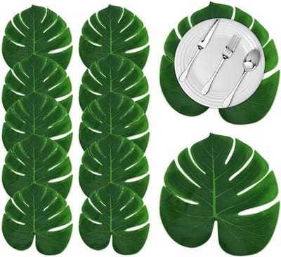 12 Stuks Neppalmbladeren voor Tropische Decoratie, Monstera Bladeren voor Bruiloft, Verjaardag en Jungle Feestjes
