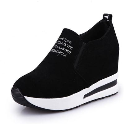 Dames Vrije Tijd Platform Ademende Schoenen Wedge Verhogende Schoenen Lente Zwarte Schoenen Dames Dikke Zool Hoogteverhogende Sneakers 37 gray