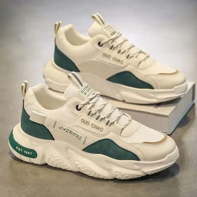 mesh ademend comfortabel heren casual sneakers dikke zool heren gevulkaniseerde schoenen populaire hardloopschoenen 44 white