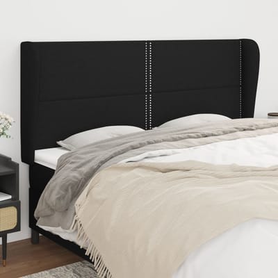 vidaXL - Hoofdbord - met - randen - 183x23x118/128 - cm - stof - zwart
