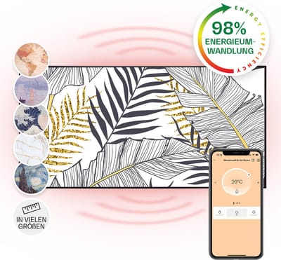 Klarstein Air Art Smart Infraroodverwarming, Infraroodverwarming met IoT/WiFi app-bediening, Openraamdetectie, Infraroodverwarming met thermostaat, CO2-vrije elektrische verwarming 700W