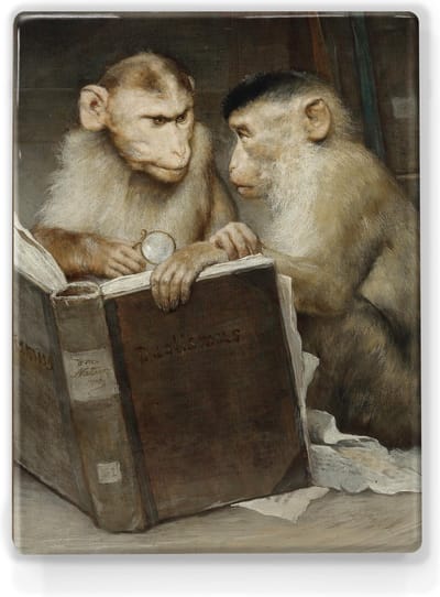 De geleerden - Gabriel von Max - 19,5 x 26 cm - Niet van echt te onderscheiden schilderijtje op hout - Mooier dan een print op canvas - Laqueprint.