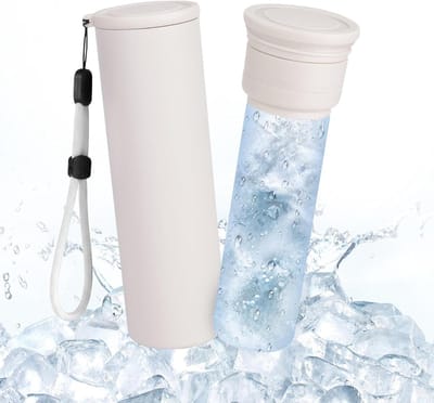 Koelstick - Thermosfles Warmhoudfles - Spieren Koelen - Dubbelwandige Vacuüm Isolatie - 18 uur koeling - Beige