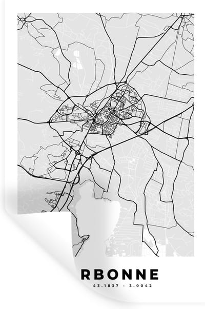 Muurstickers - Sticker Folie - Stadskaart - Frankrijk - Kaart - Narbonne - Plattegrond - 20x30 cm - Plakfolie - Muurstickers Kinderkamer - Zelfklevend Behang - Zelfklevend behangpapier - Stickerfolie