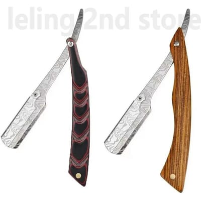Rasoir de Rasage à Manche en Bois Couleur Tan Rasoir Professionnel de Barbier avec Lames Remplaçables Rasoir pour Sourcils Homme Cadeau