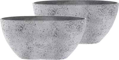 Ter Steege Plantenbak - 2x stuks - kunststof en steenpoeder - 36 x 16 cm - Buiten gebruik