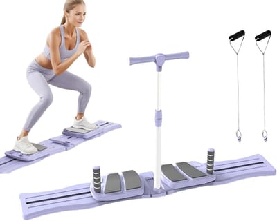 Pilates Reformerset - Buikspierbord Fitnessapparaat - Thuisfitness Lichaamsvorming - Geluidsarme Bewegingsgeleiding - 75 cm - Paars