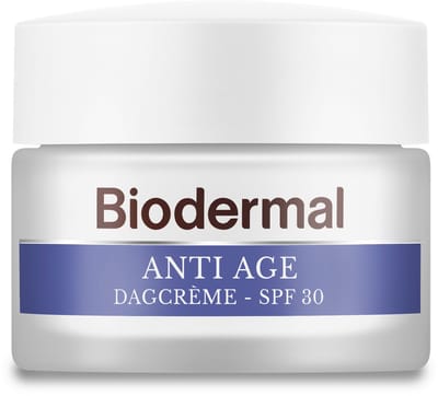 Biodermal Anti Age Dagcrème SPF 30, 50 ml - Dagcrème met Hyaluronzuur en Vitamine C, Helpt beschermen tegen huidveroudering, Hydrateert en helpt rimpels verminderen
