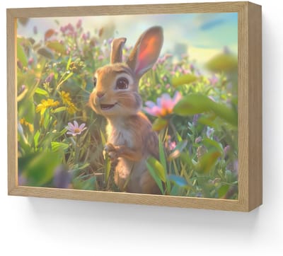 Nachtlampje 40x30 cm - Kinder lamp - Konijn - Dieren - Natuur - Tafellamp kinderkamer draadloos - Slaapkamer lampje - Bedlamp kinderen - Kinderlampje - Wandlamp babykamer - Nachtlampjes