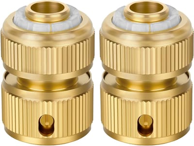 Set van 2 Messing Tuinslang Koppelingen, Snelle Aansluiting voor 1/2 Inch Tuinslang, Ideaal voor Tuinieren, Auto Wassen en Thuisgebruik