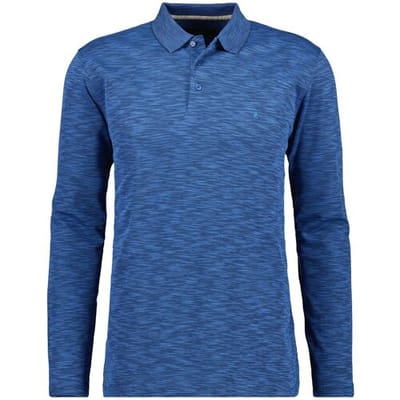 Ragman Polo Soft Knit Flame Design Long Sleeve Blue Melange / male