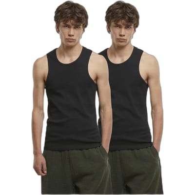 Urban Classics - Ribbed Undershirt 2Pack Tanktop - 3XL - Zwart/Zwart