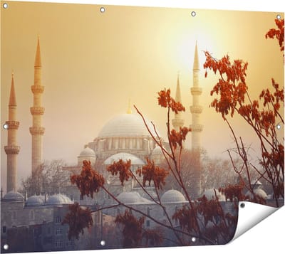 Gards Tuinposter Suleymaniye Moskee in Istanbul - 120x90 cm - Tuindoek - Tuindecoratie - Wanddecoratie buiten - Tuinschilderij