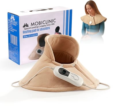 Mobiclinic - Elektrisch kussen - Warmte kussen voor nek en schouders - 62x60 cm - 3 warmtestanden - Automatische uitschakeling