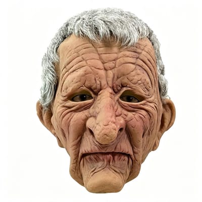 Realistische oude man masker met beweegbare mond, feestattribuut One size fits all adults beige