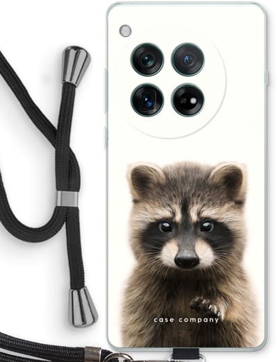 Case Company® - Hoesje met koord geschikt voor OnePlus 12r hoesje met Koord - Rocco - Telefoonhoesje met Zwart Koord - Bescherming aan alle Kanten en Over de Schermrand