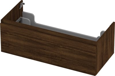 INK wastafelonderkast 1 lade greeploos met houten keerlijst 100x45x35cm, koper eiken