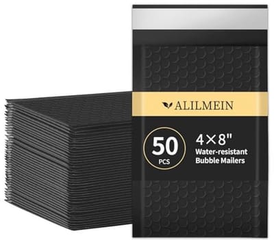 Bubble Mailers 4x8 Inch - 50 Stuks Waterdichte Gewatteerde Enveloppen voor Verzendzakken