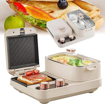 Ontbijtapparaat - Tosti-ijzer Snackmaker - Ontbijt Bereiden - Dubbele Bediening - 22x28x13 cm - Zwart