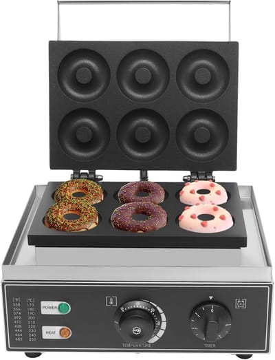 Donutmaker Elektrisch - Apparaat voor Gebak - Snel Donuts Bakken - Dubbelzijdig Verwarmd - 6 Gaten