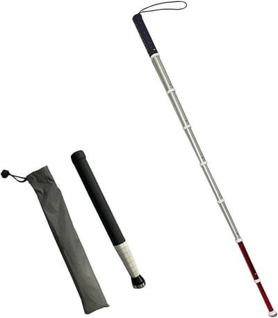 Telescopische stok - Mobiliteitshulpmiddel - Veilig op pad - Reflecterende film - 128 cm uitklapbaar - Zwart