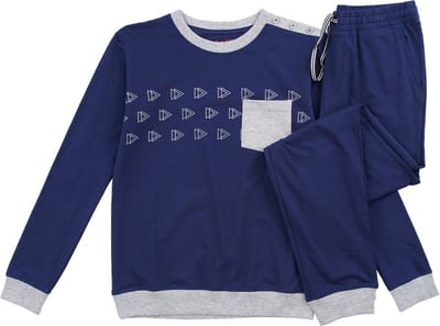 La-V pyjama sets jersey voor jongens met 3D playbutton print Navy 140-146