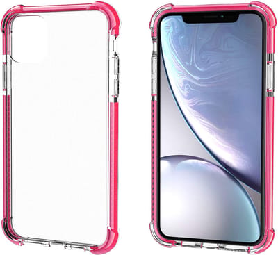ShieldCase Bumper shock case geschikt voor Apple iPhone 11 hoesje - Doorzichtig hoesje met gekleurde randen - Schokbestendig - Transparant / roze