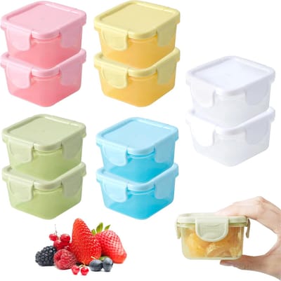 La'Moussawi ® Kleine Herbruikbare Voedselcontainers met Deksel voor Keuken en Reizen, Set van 10 Stuks