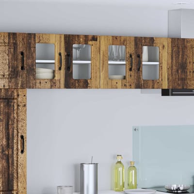 vidaXL - Wandglas - Kasten - PORTO - Oudhout - 60 - x - 31 - x - 40 - cm - Bewerkt - hout