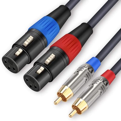 Dubbele Audiokabel - XLR RCA Verbinding - Audioapparatuur Aansluiten - Hoge Kwaliteit Draad - 15 Voet Lengte - Zwart