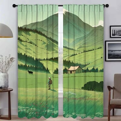Vaste Grasland Gordijnen voor Woonkamer Gordijn voor Kamer 2 Panelen Scheidingswand Home Interieur Gordijnen Halloween Decoratie Shades W60xH90cmx2pcs-CL