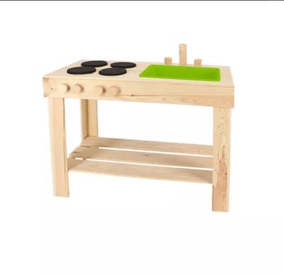 Furniture Limited - Modderkeuken S voor kinderen – FSC hout – 78 x 40,3 x 71,8 cm houten tuin keuken met kunststof dienblad voor kids