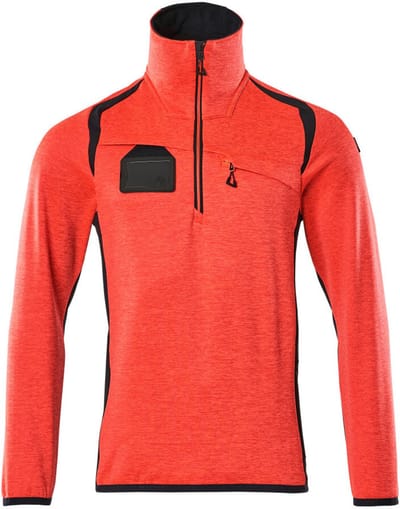 Mascot Accelerate Safe Fleecetrui met korte rits 19303-316 - hi-vis rood/donkermarine - 2XL
