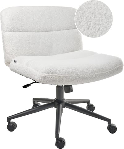 CATLIN - Bureaustoel - Wit - Bouclé