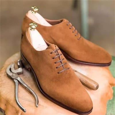 Heren Modetrend Business Casual Feest Kleding Schoenen Handgemaakt Tan Suède Klassiek Eendelig Veterschoenen Lage Hak Oxford Schoenen 45 brown