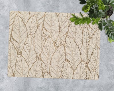 Coloray Vloerbeschermer - Een compositie van wilde bladeren Bureaustoel Vloerbeschermer - 120x90 cm - Beige Vloerbeschermer Harde Vloer - Motif Vloerbeschermer - Mótif Bureaustoelmat - Rechthoekige Mat - Natuur Thema