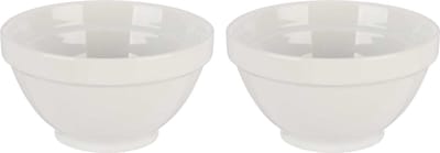 Vivalto Kommetjes/serveer schaaltjes/soepkommen - 2x - Okinawa - porselein - D13.5 x H8 cm - ivoor wit - Stapelbaar