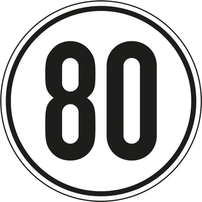 Tempo 80 km sticker 50 mm - 10 stuks per kaart