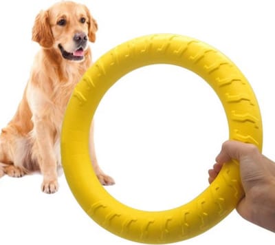 Frisbee hond-Hondenspeelgoed-Groot onverwoestbaar hondenspeelgoed - Hondenkauwspeelgoed voor agressieve kauwers - Frisbee voor middelgrote/grote rassen - Drijvend hondenspeelgoed voor gooien, vangen en apporteren (18 cm - Geel)
