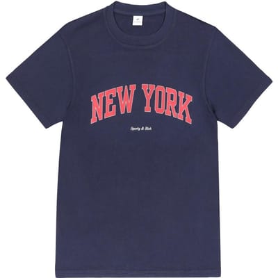SporTy   Rijk T-shirt Donker Marineblauw  New York Ivy  To043606304bl106 TO043606304BL106 DARK NAVY (XS) pink