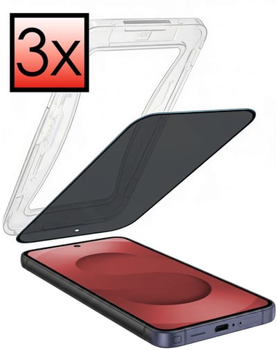 Screenprotector - 3 Stuks - Geschikt voor Samsung Galaxy S25 Ultra - Met Installatie Kit - Anti Spy - Beschermglas - Flexibel Glas - Tempered Glass - Screen Protector - Inclusief Montage Frame - Buigbaar Hybrid Bescherm Cover