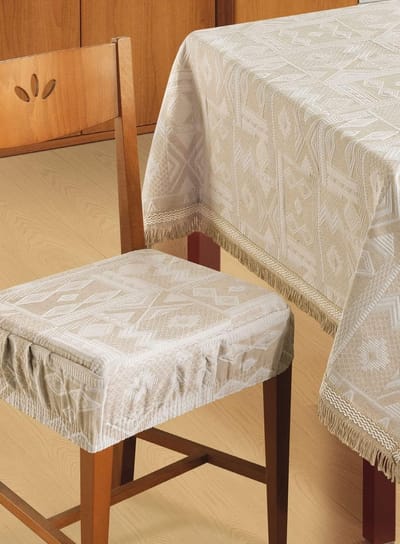Set Stoelkussens met Elastische Band Jacquard 40x40cm - Natuur