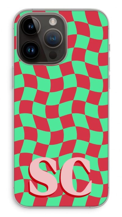 Gepersonaliseerd - Case Company® - Hoesje geschikt voor iPhone 14 Pro Max hoesje - Grid Monogram - Soft Cover Telefoonhoesje - Bescherming aan alle Kanten en Schermrand