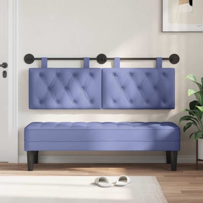 vidaXL - Hangend - hoofdbord - Jeans - Blauw - Stof