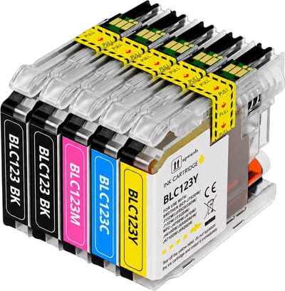Boxstuff inkt geschikt voor Brother LC123 - Multipack 5 cartridges (2x Zwart + Kleur) - Compatibel met Brother DCP-J132W, DCP-J152W, DCP-J552DW, DCP-J752DW, MFC-J4410DW, MFC-J4510DW, MFC-J4610DW en MFC-J470DW