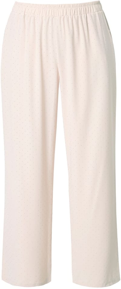 MIAMODA - Dames - Instapbroek wijde pijpen glittersteentjes - Licht beige - Maat 46