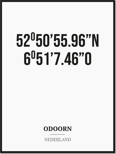 Poster/kaart ODOORN met coördinaten